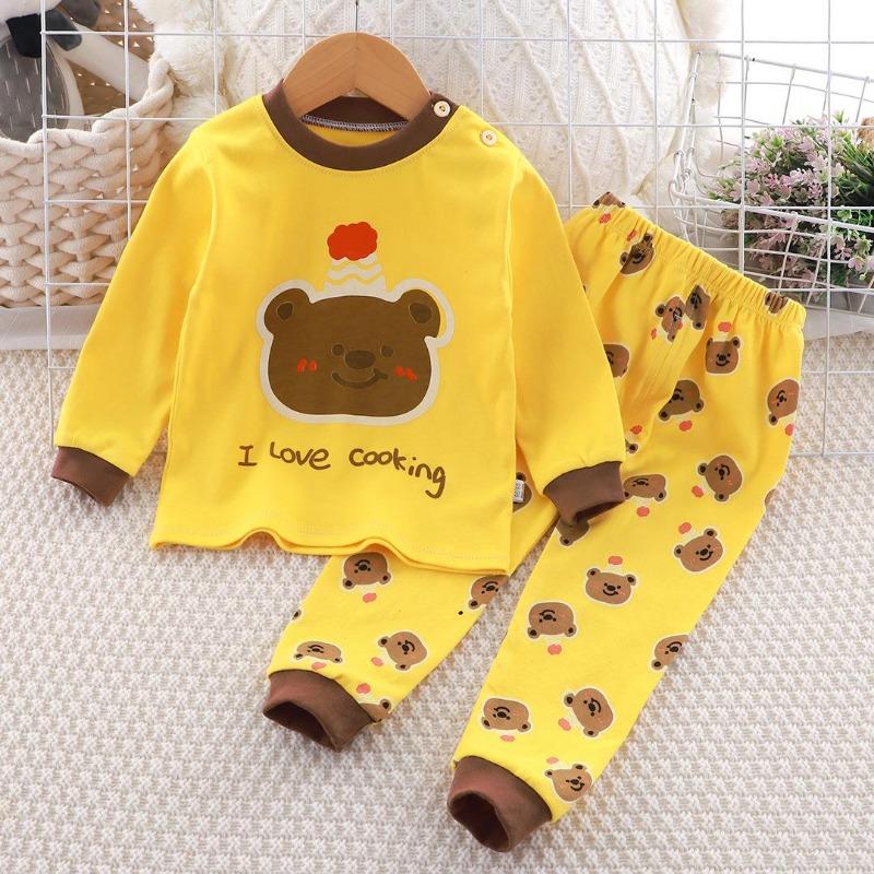 Winter Kids Long Sleeve O Neck T Shirt Pants Set Casual Baggy 2pcs Suit Cotton Cartoon Printes Outfit