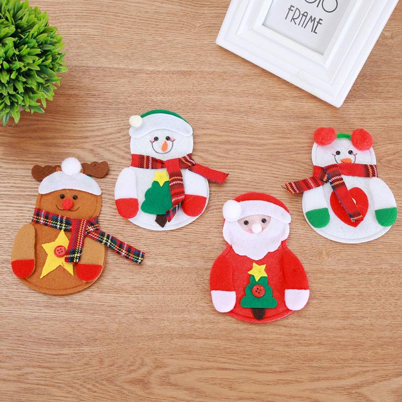 

Christmas Knifes Folks Bag Holder Santa Claus Snowman Elk Cutlery Cover Xmas Party Dinner Kitchen Tableware Decor For Home 10x14cm