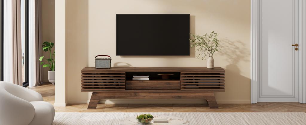TV Lowboard TV Cabinet TV Board TV Table MDF Slatted Doors Drawer Cable Passage Living Room