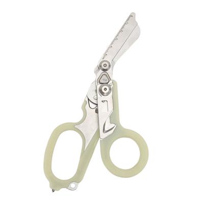 Emergency Response Shears Stainless Steel Luminous Multifunctional Foldable Scissors Pliers for