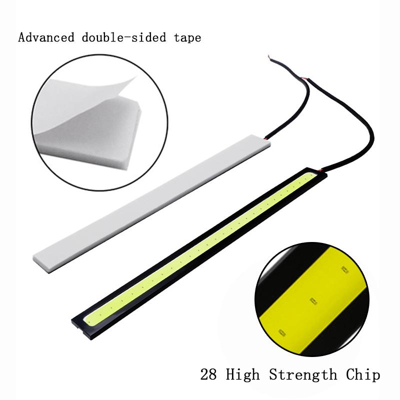 2X 17CM COB DRL LED Daytime Running Light LED Strip Light External Atmosphere Lamp Car Fog Bulb Waterproof White Red Yellow 12V