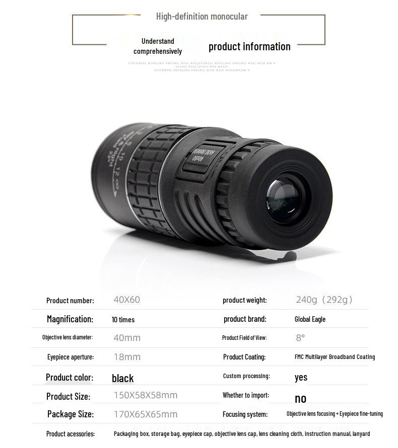 Portable HD 40X60 Monocular Telescope for Concerts