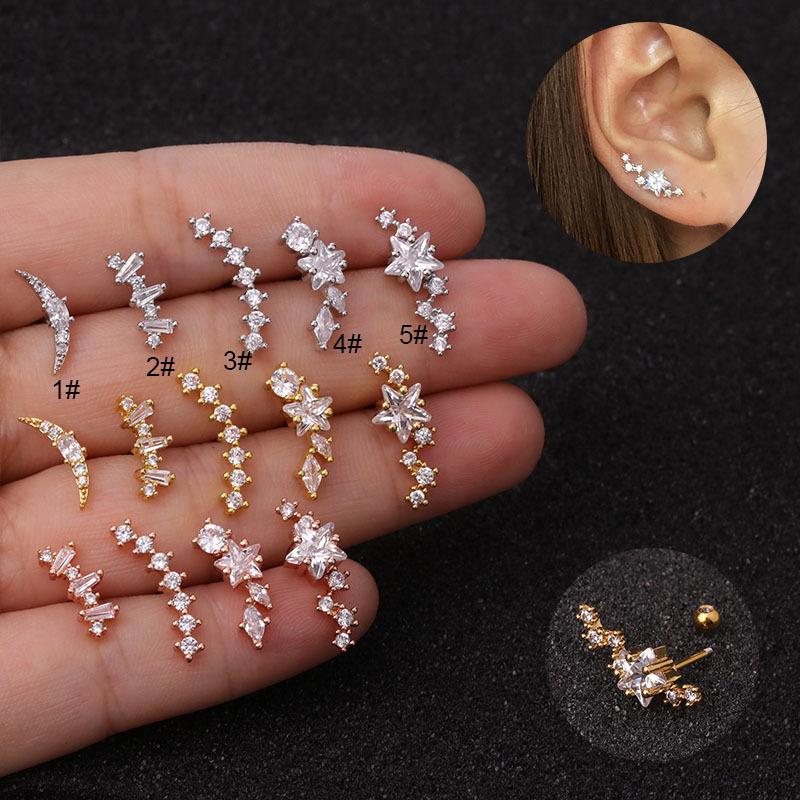 Cartilage Rook Stud Conch Screw Back Earring Stainless Steel Jewelry Piercing