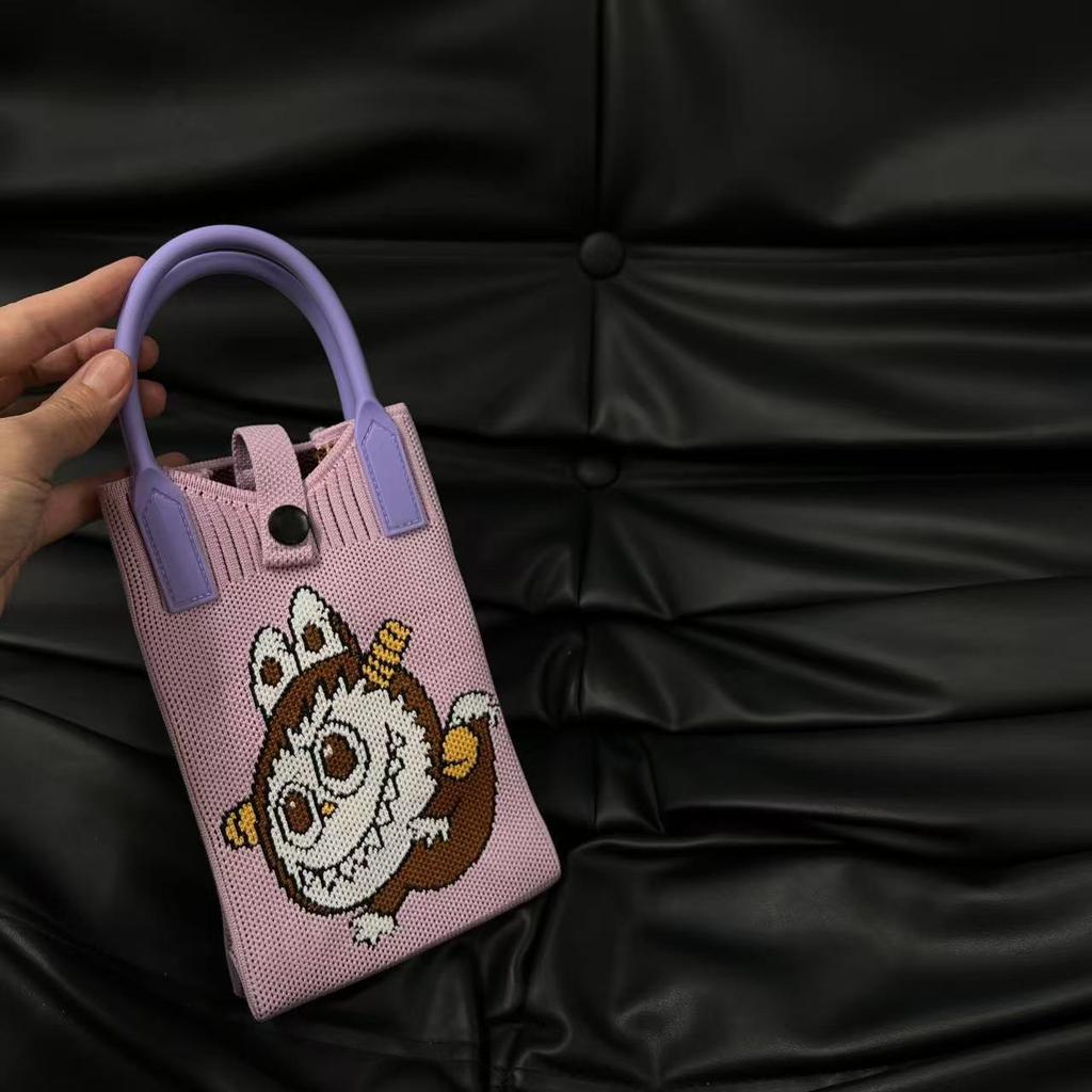 Labubu niedliche gestrickte Umhängetasche Geldbörse Handtasche