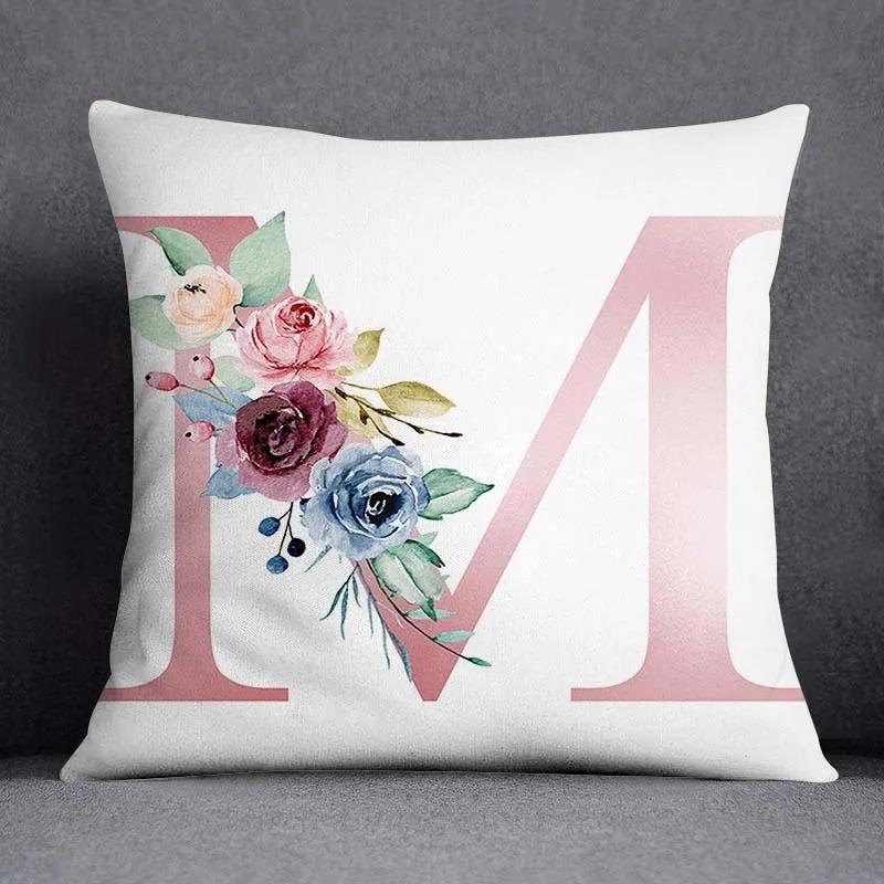 Office Living Room Home Pillowcase Simple Flower Letter Pattern Pillowcase Car Ornaments