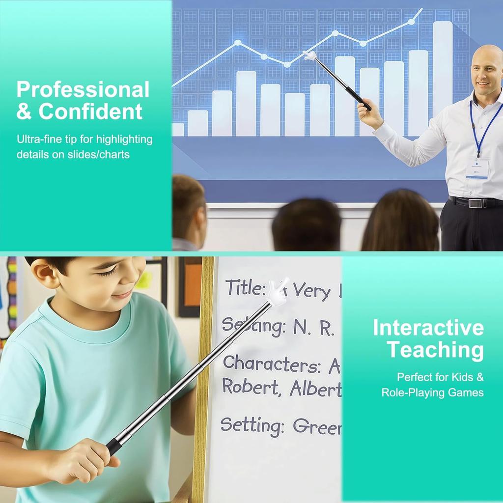 Telescopic Teacher Pointer Stick – Mini Retractable Handheld Finger Pointer Stick for Classroom, Presentations, Elementary School Kindergarten