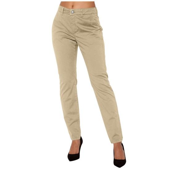 Women Summer Pants Mid-rise Button Zipper Fly Straight Leg Long Trousers with Pockets Solid