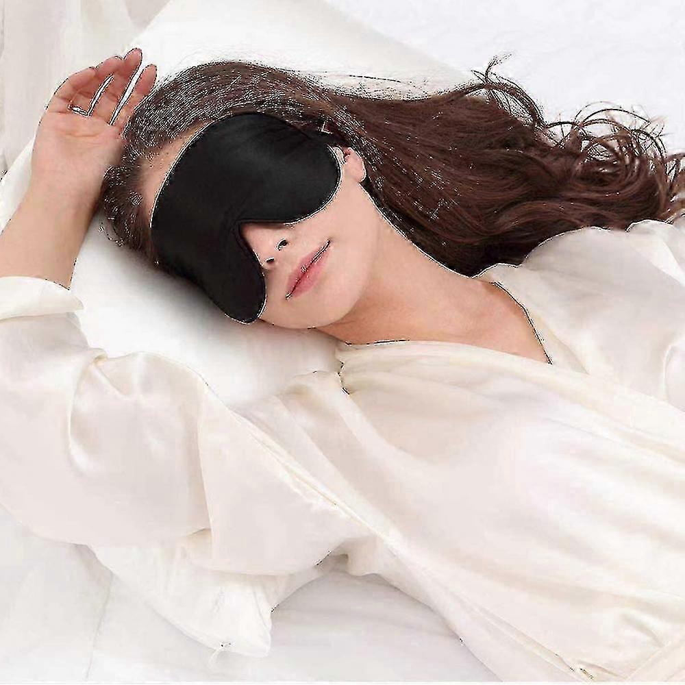 Organic Mulberry Silk Sleep Mask Feather Light and Cloud Soft Eye Cover for Sleeping, Gender-Neutral (Black)