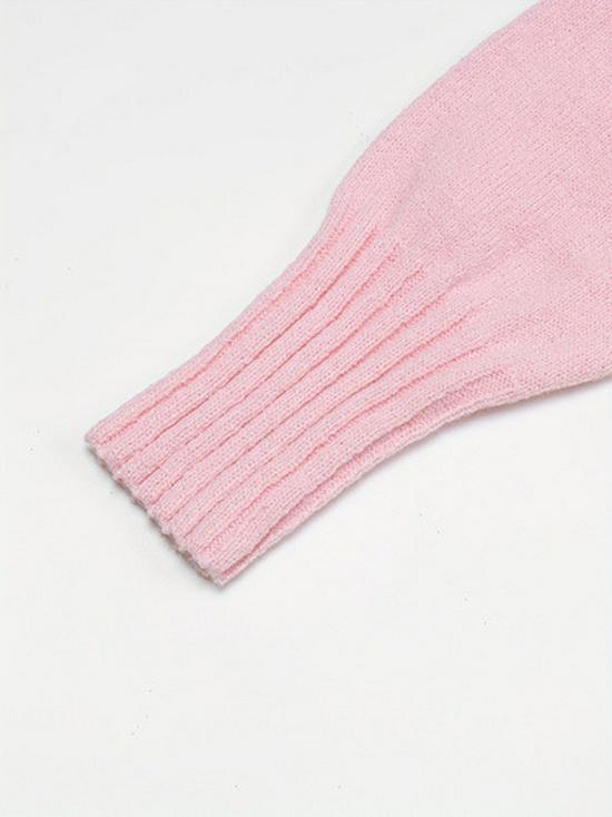 French Pink V-Neck Knitted Sweater Pullover
