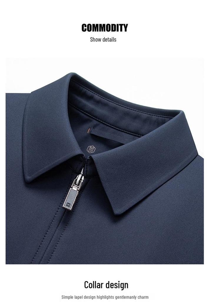 Men's Non-Iron Silk Lapel Jacket - 2026 Spring/Autumn Collection for Middle-aged and Elderly