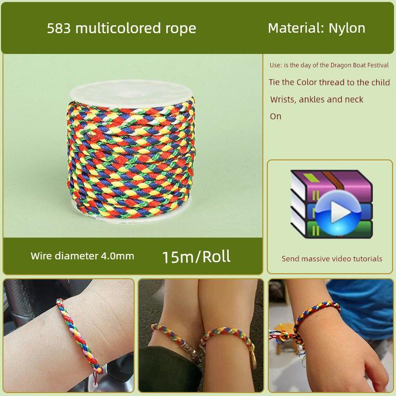 Thread DIY Woven Red Carrying Strap Dragon Boat Festival Five-Color Rope Bracelet Braid Rope Necklace Diamond Beaded Thread Five-Color Thread