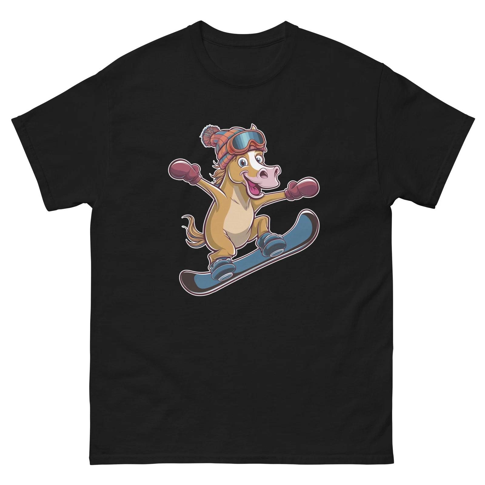 Cow Snowboarding Fun Cartoon Snowboarder Shirt T-Shirt M