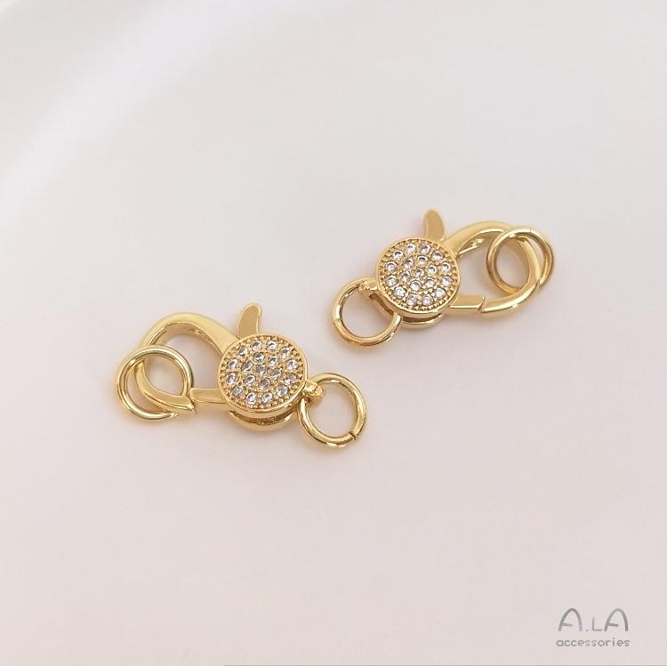 

Замок-лобстер в форме сердца, заполненный 18-каратным золотом, с микро-паве из цирконов для изготовления украшений своими руками