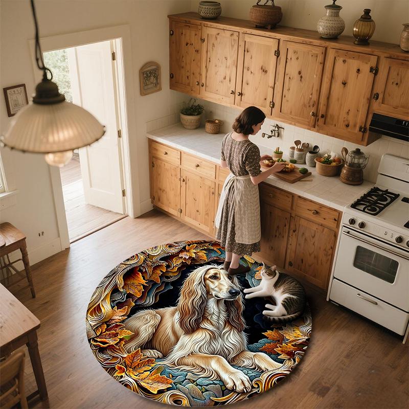Embossed Dog Round Area Rug,Carpet Rug for Living Room Bedroom Sofa Playroom Decor,Non-slip Floor Mat
