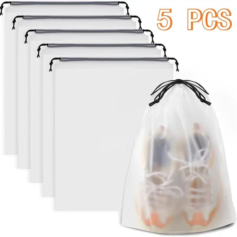 

5/10PCS Portable Shoe Storage Drawstring Eco Storage Bags for Shoes Sundries Travel Waterproof Transparent Plastic Storage Bag 30x40cm