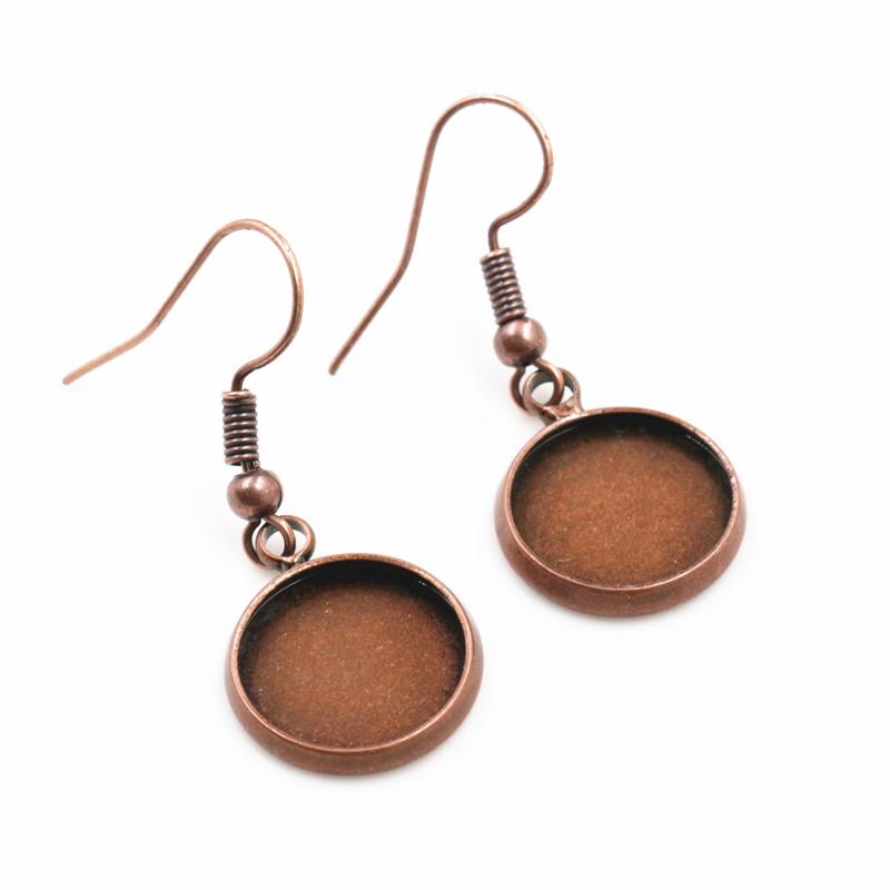 10 Stück 12mm Tablett-Fassung Cabochon Ohrhaken Rohling Fassung Runder Anhänger Ohrbasis Komponenten Für DIY Glas Cameo Schmuckherstellung