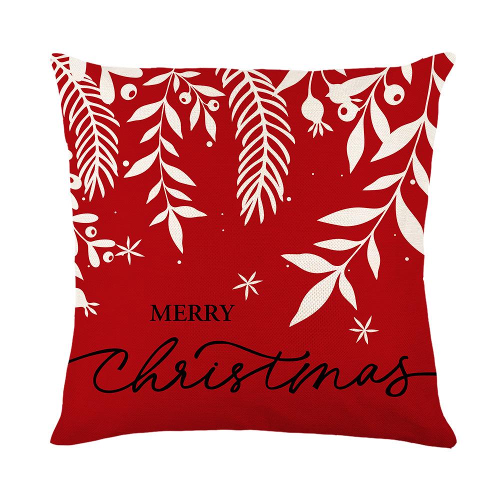 Letter Print Christmas Pillow Cover Home Sofa Bedroom Pillow Cushion Cover Linen Stripe Cushion Cover