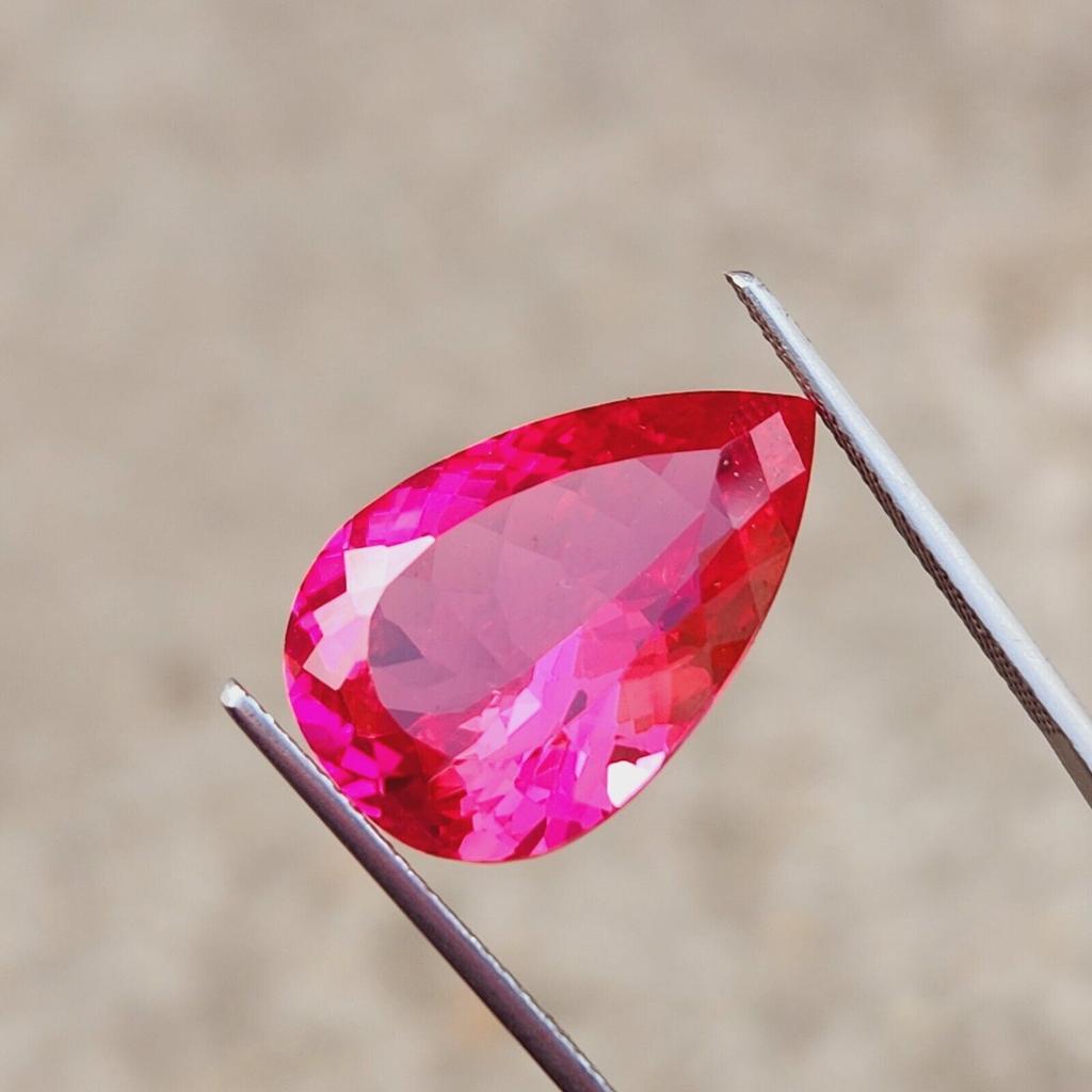 17.80 Ct Natural Pink Padparadscha Certified Gemstone Pear Cut Stone Z669