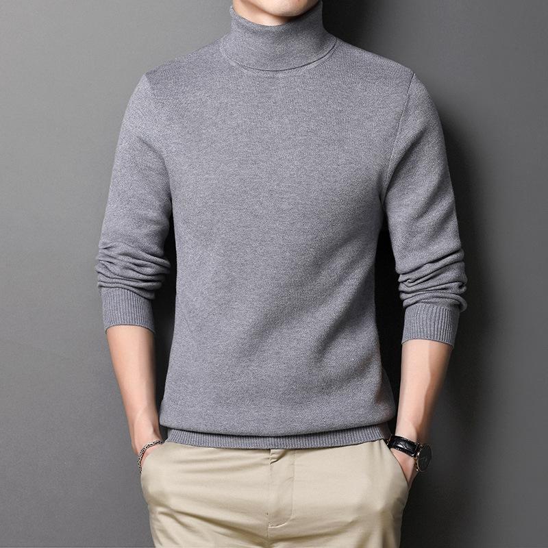 Acheter Pull à col roulé pour homme, tricot, chemise à fond plus