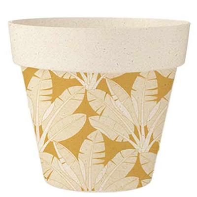[R2236] - 'Jungle' Orange Beige Bamboo Planter - 25. 5x24cm