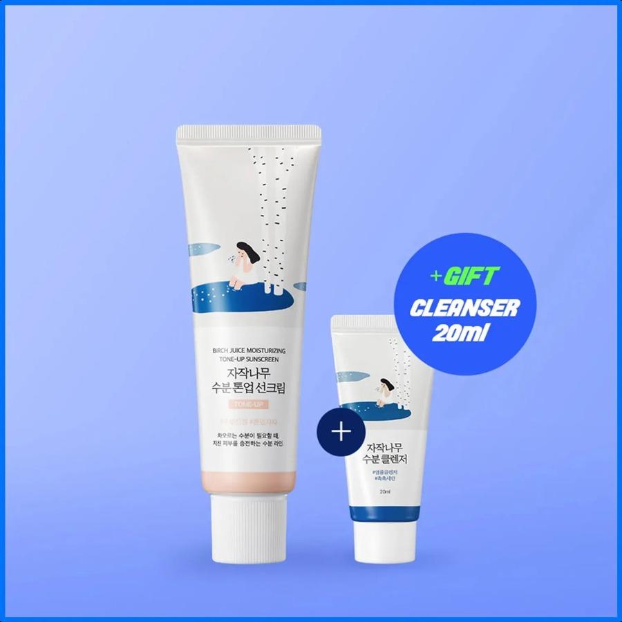 

ROUND LAB BIRCH JUICE MOISTURIZING TONE-UP SUNSCREEN 50ml Special Set (+Cleanser 20mL) +Cleanser 20mL