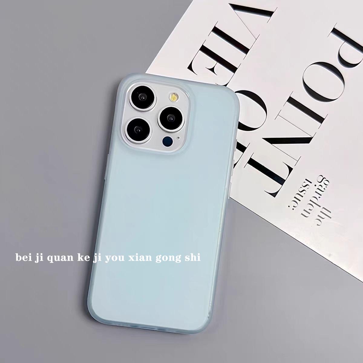 

Матовый полупрозрачный мягкий чехол для телефона для iPhone 12-17 Pro Max IPhone 14 Pro Max светло-синий