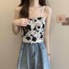 Floral Tank Top Halter Crop Tops Women Summer Camis Chest Pad Camisole Fashion Casual Tube Female Sleeveless Cropped Vest