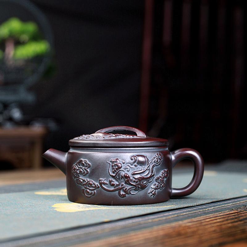 

280 мл чайники из фиолетовой глины Исин ручной работы большого калибра в форме дракона, необработанная руда, антикварный чайник из красной глины с фильтром, чайный сервиз Zisha, подарок