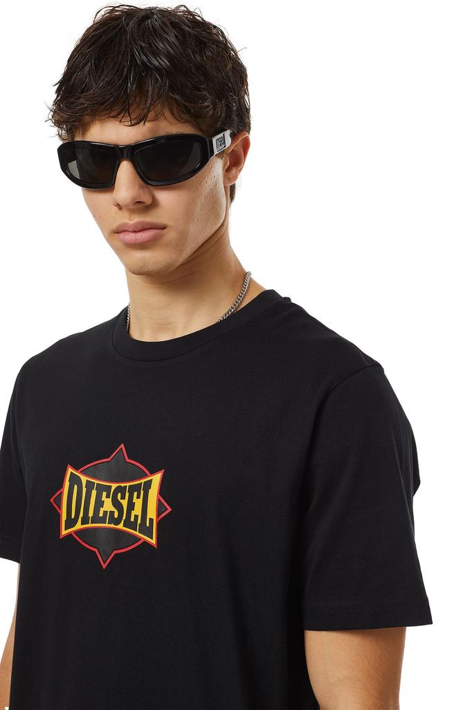 Diesel Men's Logo Print T-Shirt A038430HAYU, Size S, Black, 9XX