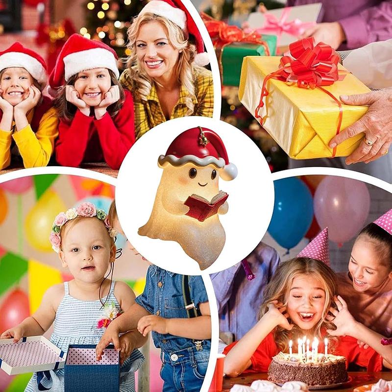 Christmas Ghost Reading Night Light Decor Cute LED Lamp Ghost-Themed Bathtub Lamp For Christmas Party.