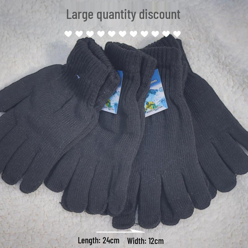 

Мужские полностью черные теплые вязаные перчатки с полными пальцами для осени/зимы, для улицы и велоспорта One Size чёрный