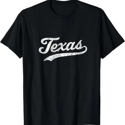 Texas TX T-Shirt Vintage Baseball Sport Script Tee T-Shirt, 100% Baumwolle