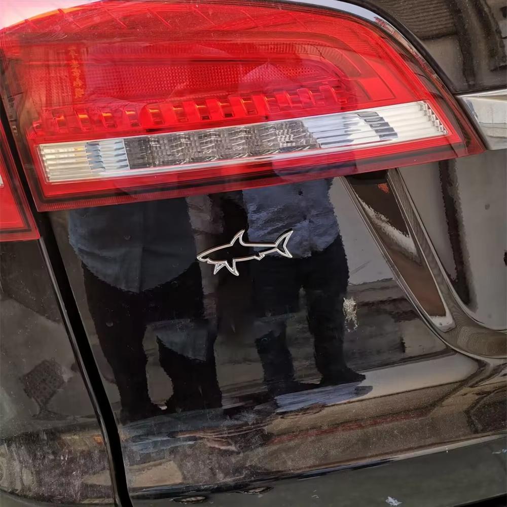 3D Premium Hollow Fish Shark Hood Fender trunk Rear Bonnet Nameplate Decal Emblem Badge Sticker for Motorcycle Computer Fuel Cap