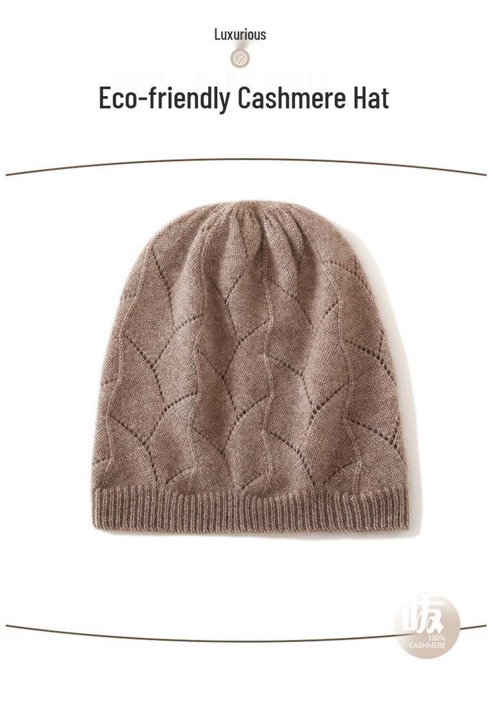 Cashmere 2025 High-End Women's Cable Knit Warm Casual Hat for Autumn/Winter