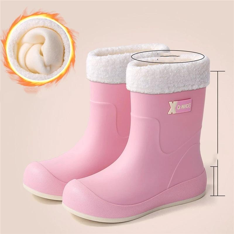 

Женские нескользящие водонепроницаемые теплые резиновые сапоги и резиновая обувь с хлопковой подкладкой 40