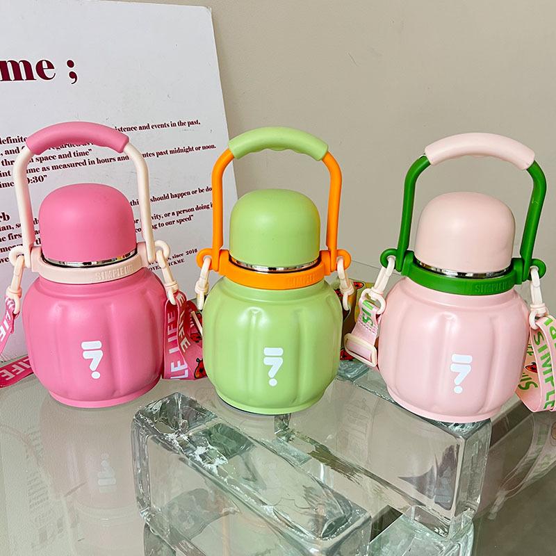 Double Drink Pumpkin Cup New Portable Water Cup Children Cute Large Capacity Stainless Steel Student Thermos Cup