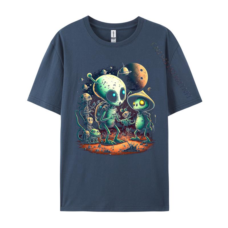 Tops T Shirt Lovely Aliens Tshirt Autumn Cotton Fabric Unisex T Shirt Design Hip Hop Alien Vistors TShirt