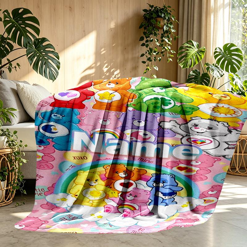 Custom Name Personalized Care Bears Print Blanket, Home Decor, Bedroom, Sofa, Camping, Couch, Gifts for Birthday ChristmasEnthusiasts