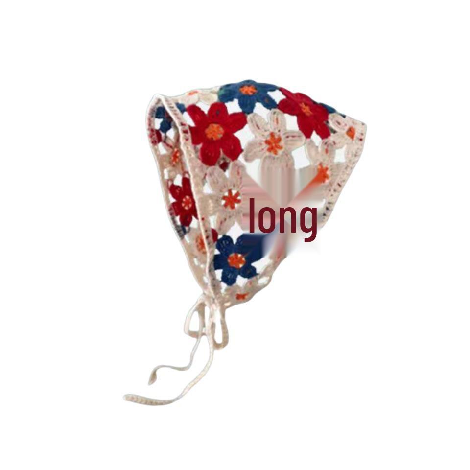 Ręcznie robiona szydełkowa trójkątna chusta na głowę: Francuski Retro, Wszechstronny, Styl Pastoralny