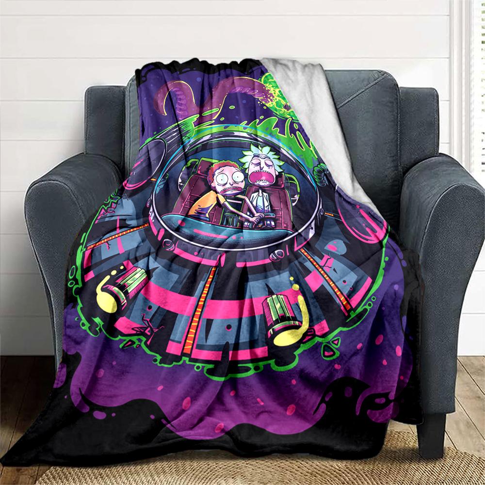 Space Adventure Friends Flannel Blanket Super Soft Warm Cozy Blanket For Sofa Bed Office Travel Allseason Home Decor Gift