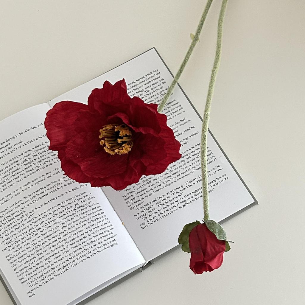 Grande Bouquet di Fiori di Papavero Artificiali per Soggiorno, Vetrine di Negozi e Oggetto di Scena per Fotografia