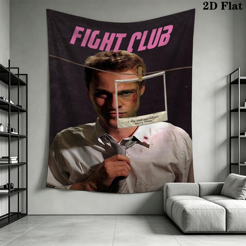 Fight Club Wall Tapestry Aesthetic Wall Hanging Printed Fabric Blanket Decorative Tapestries for Bedroom Living Room Home Decor