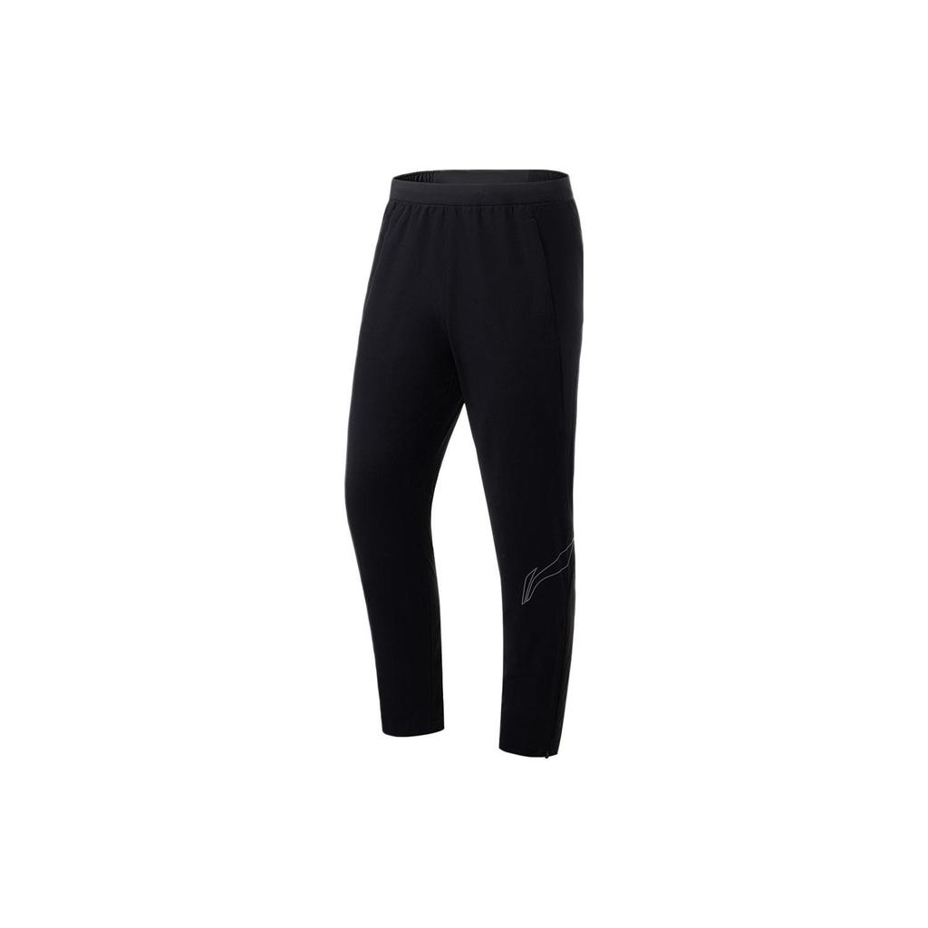 Li Ning Running Series Solid Color Mid Waist Reflective Straight Leg Casual Sports Pants Men Pants Black AYKT047-1