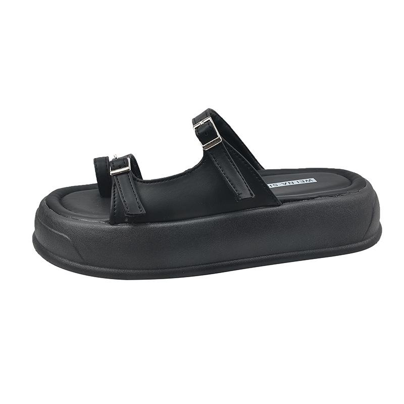 Fashion Designer Women Platform Slippers Mid Heels Sandals Summer Casual Chunky Shoes 2024 New Fad Pumps Thick Women Slides Flip-flops