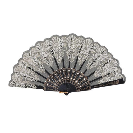 Vintage Folding Fan Carved Plastic Ribs Hand Held Fan Portable Summer Cooling Fan Wedding Dance Party Performance