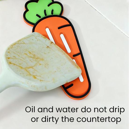 Silicone Pot Lid Storage Mat Carrot Design Anti-Slip Heat Resistant Food-Grade Countertop Drain Mat Kitchen Accessory