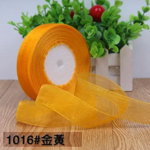 50yards 25mm Organza Chiffon Ribbons Wedding Party Decoration Handmade Ribbon Gift Wrapping Hair Hat Bows DIY Cloth Accessory