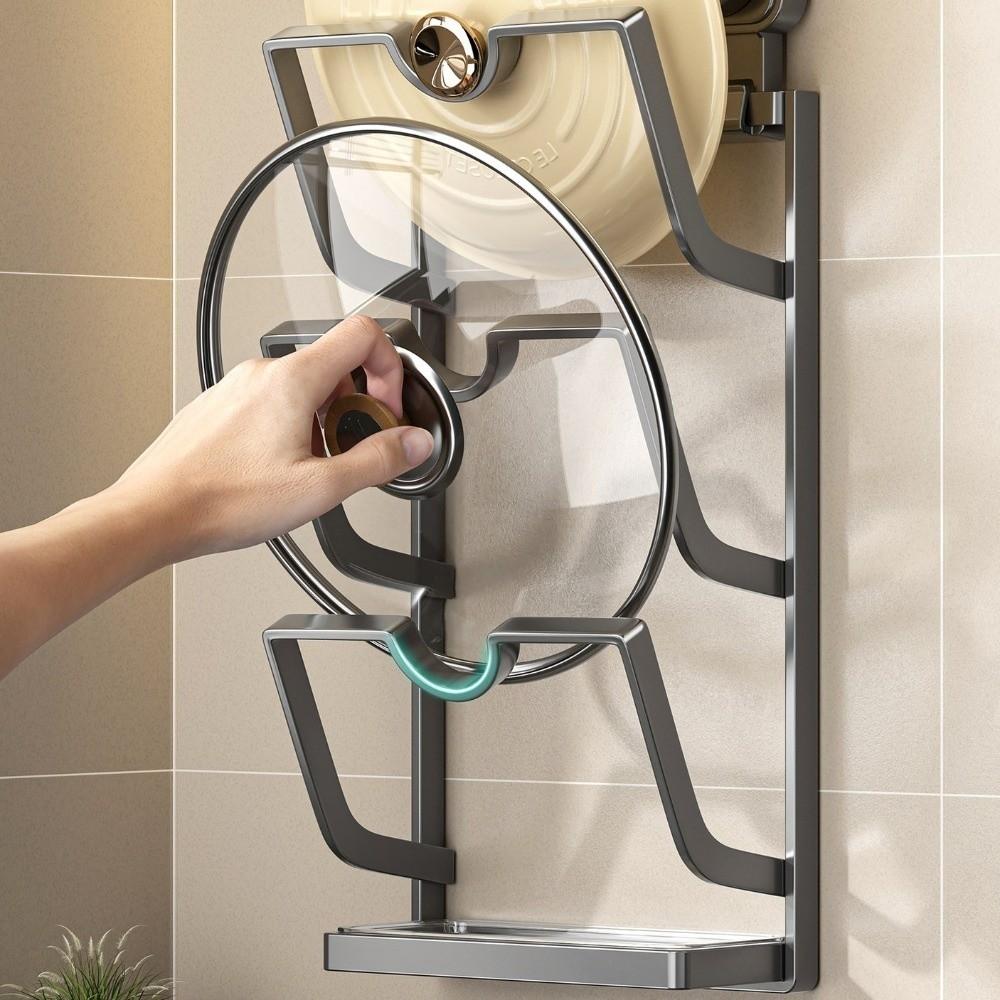 Carbon Steel Suction Cup Pot Lid Rack Cookware Storage Cutting Board Storage Home
