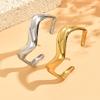 Irregular Streamlined Gold-Plated Stainless Steel Open Bracelet