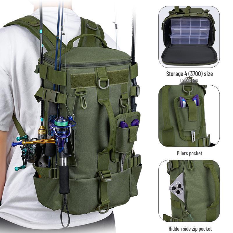 Extra Large Fishing Backpack with Rod Holder and Lure Storage